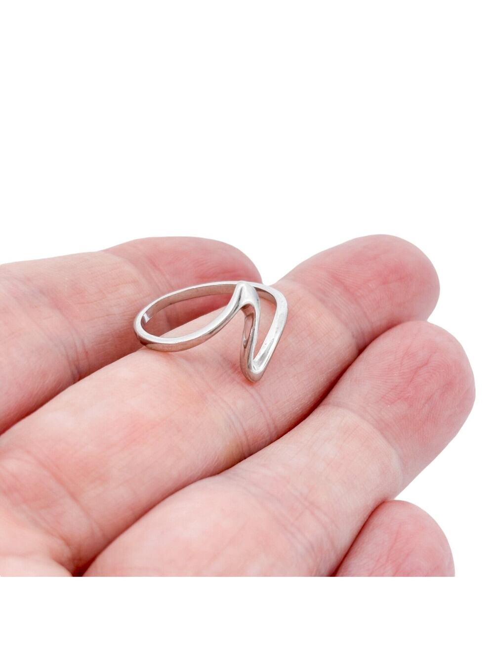 Vintage ATI Sterling Silver 925 14mm Abstract Swirl Wave Ring Size 8